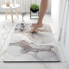 Marble Pattern Bath Mat with Non-Slip Backing for Bathroom