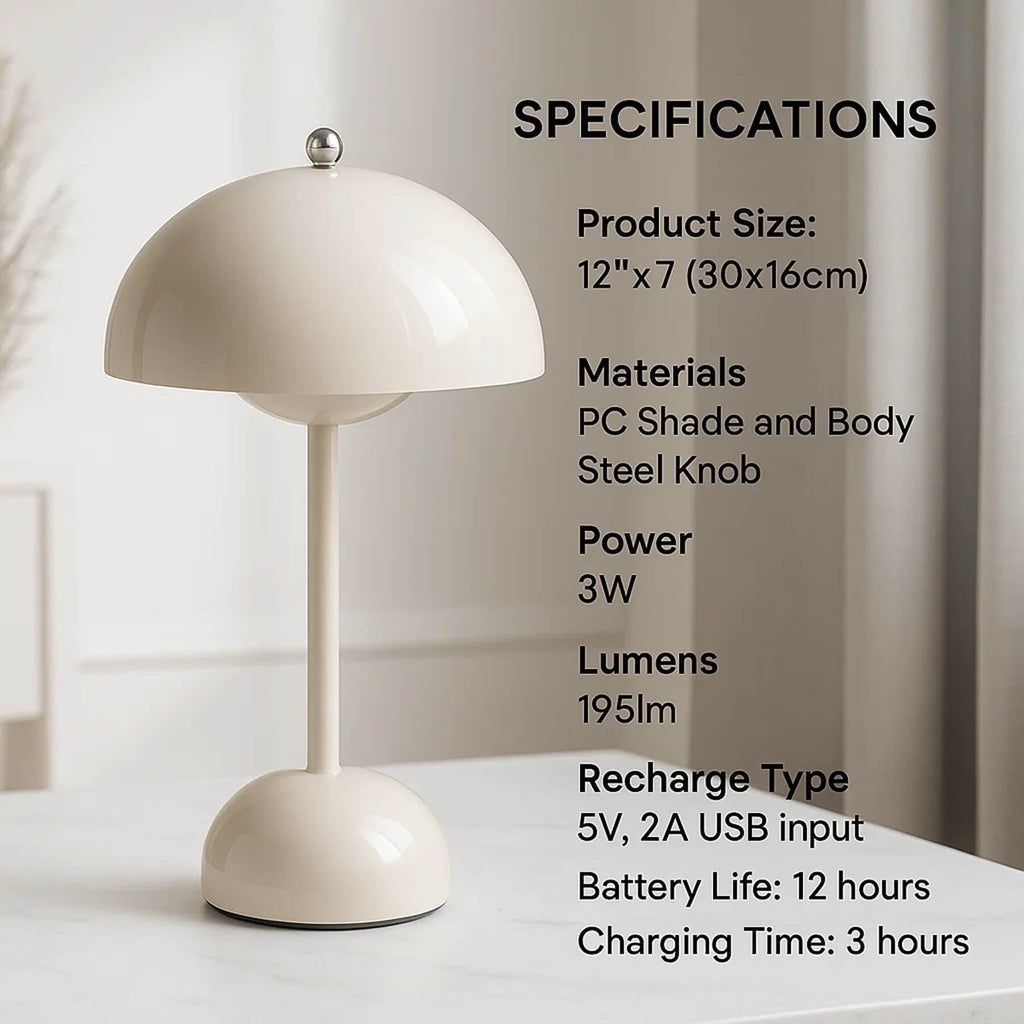 Mushroom Shaped Table Lamp with Dome Shade