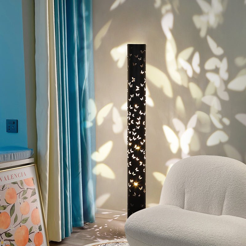 Column Floor Lamp with Cut Out Design for Ambient Lighting