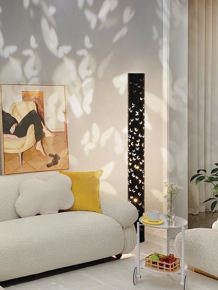 Column Floor Lamp with Cut Out Design for Ambient Lighting