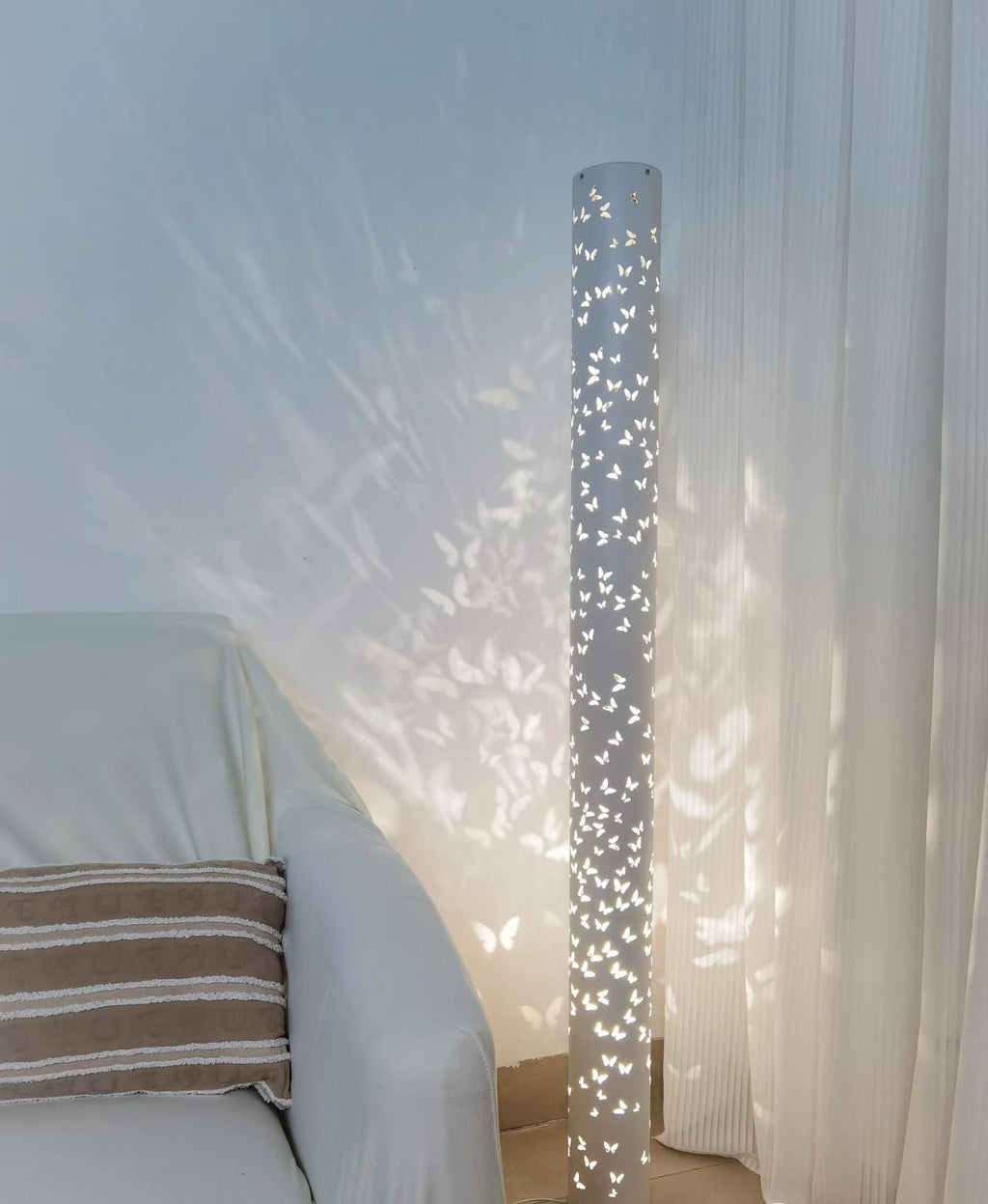 Column Floor Lamp with Cut Out Design for Ambient Lighting
