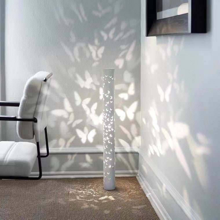 Column Floor Lamp with Cut Out Design for Ambient Lighting