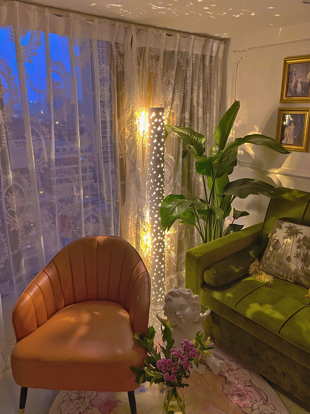 Column Floor Lamp with Cut Out Design for Ambient Lighting