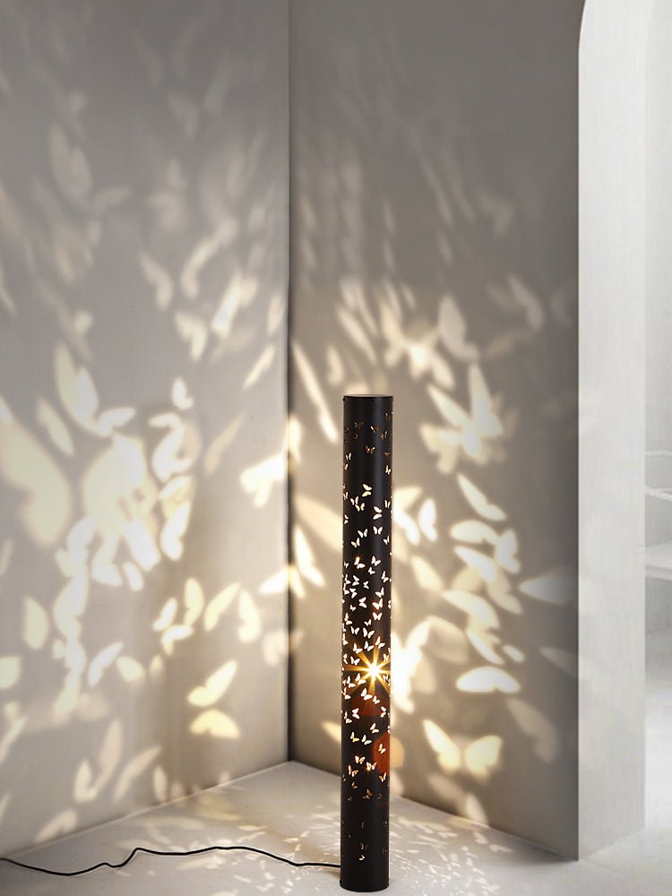 Column Floor Lamp with Cut Out Design for Ambient Lighting