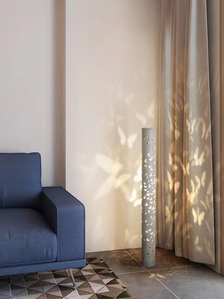 Column Floor Lamp with Cut Out Design for Ambient Lighting