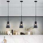 Smoked Glass Pendant Light with Double Shade for Modern Ceiling Lighting
