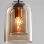 Smoked Glass Pendant Light with Double Shade for Modern Ceiling Lighting