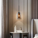Smoked Glass Pendant Light with Double Shade for Modern Ceiling Lighting
