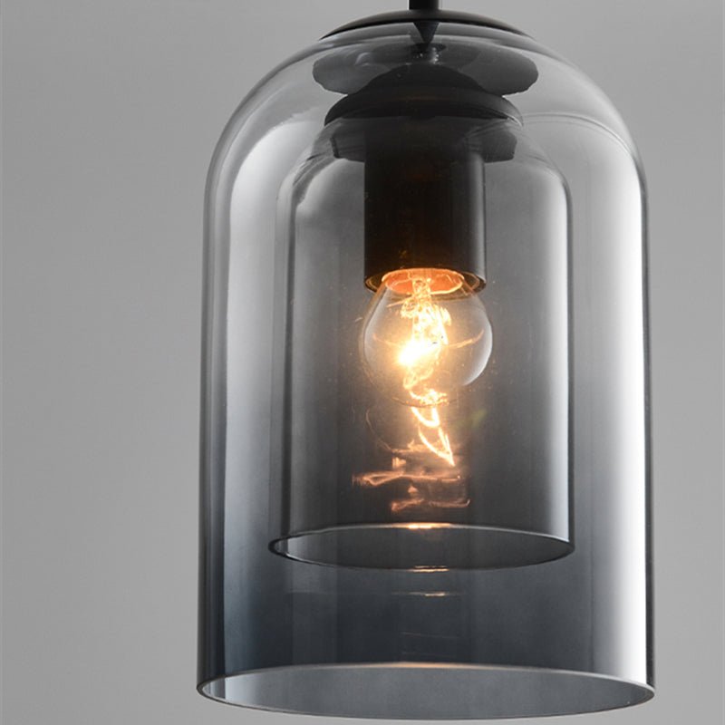 Smoked Glass Pendant Light with Double Shade for Modern Ceiling Lighting