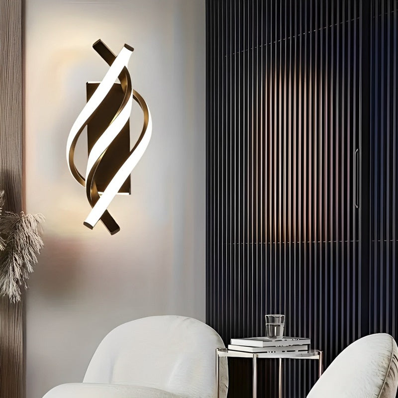 Modern Twisted LED Wall Sconce with Gold Finish